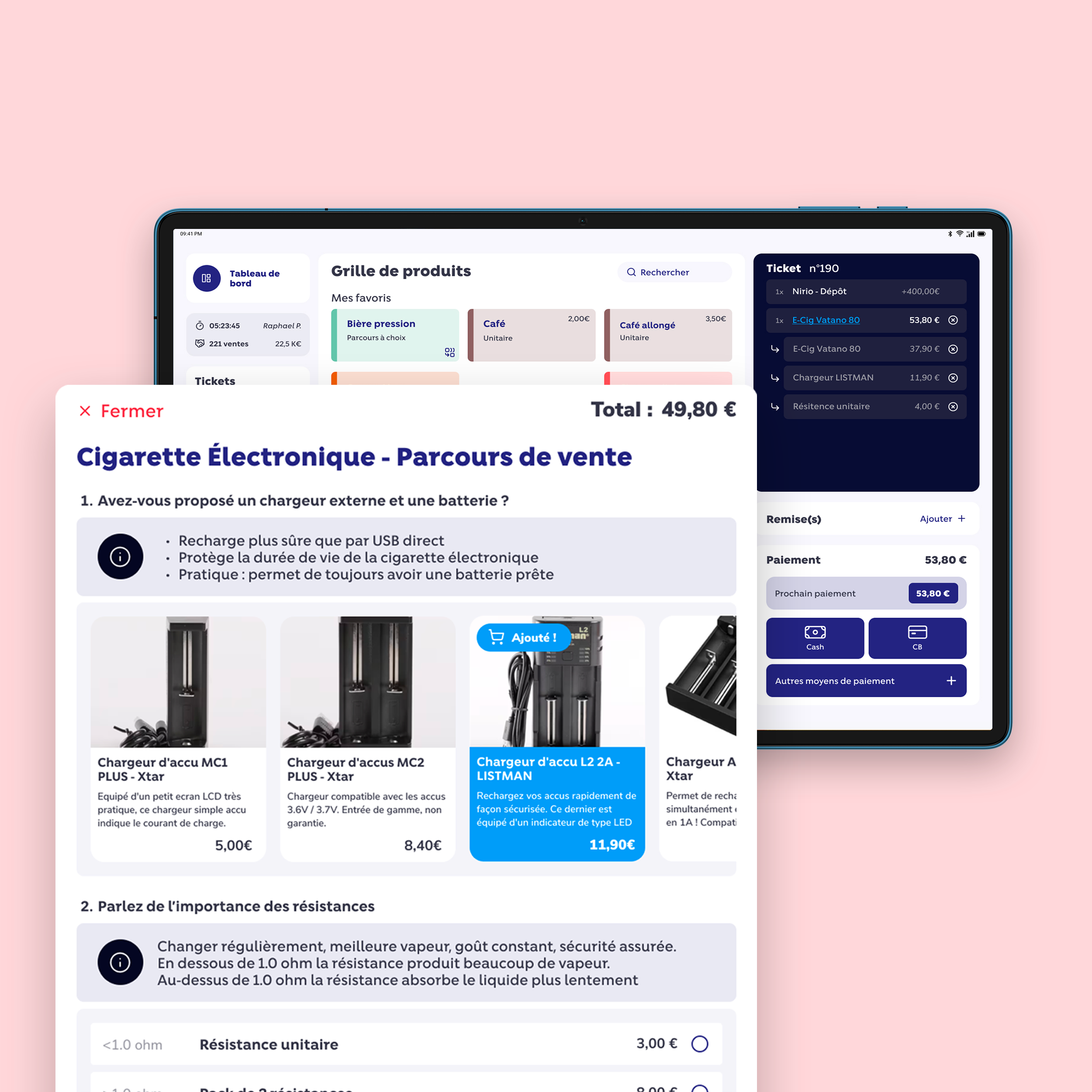 Caisse — ticket & paiement